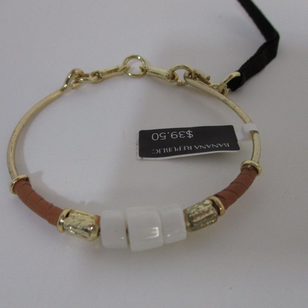 Banana Republic Camel Leather Horse Bit Cuff Bracelet NWT 39.50